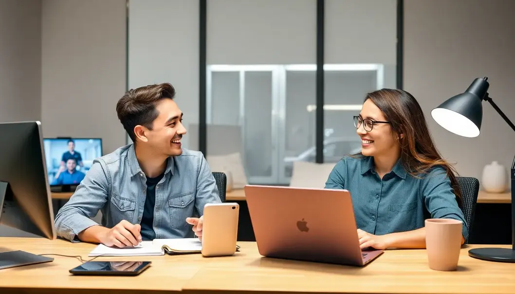 Couple engaging in a video call to stay connected.