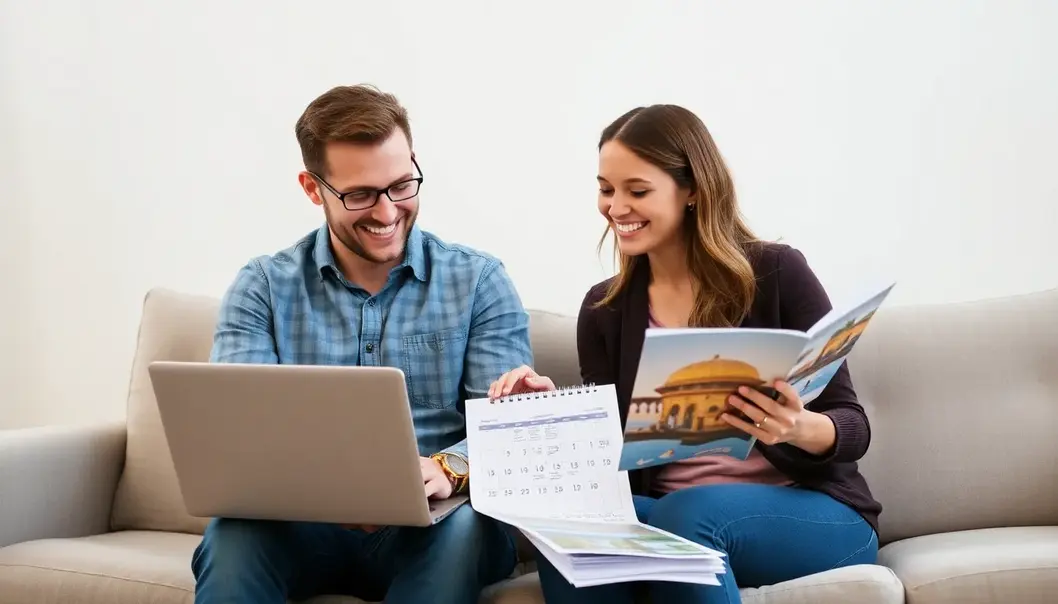Couple engaging in a video call to stay connected.